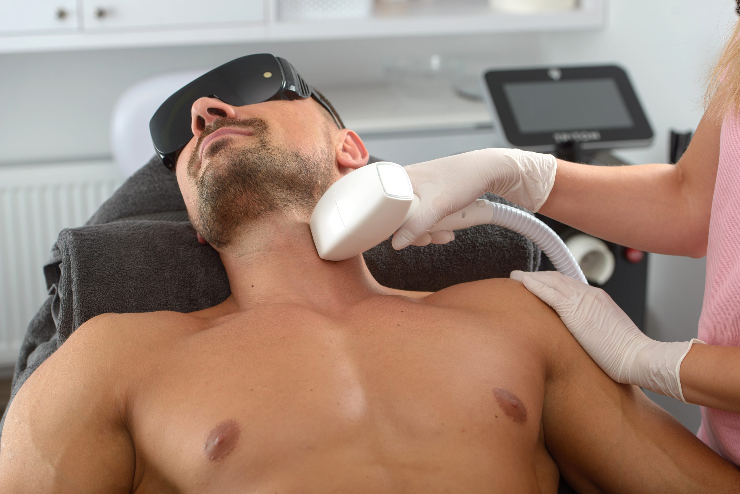 Patient receiveing laser hair removal treatment at Elysian Medspa & Rejuvenation Center