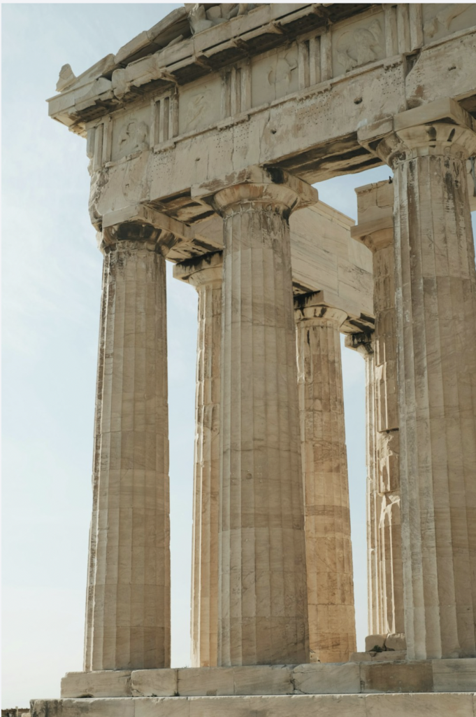Daytime view of Greek Columns Ruins